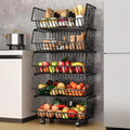 Metal 5-Tier Rolling Vegetable and Fruit Basket Cart Stand for Kitchen