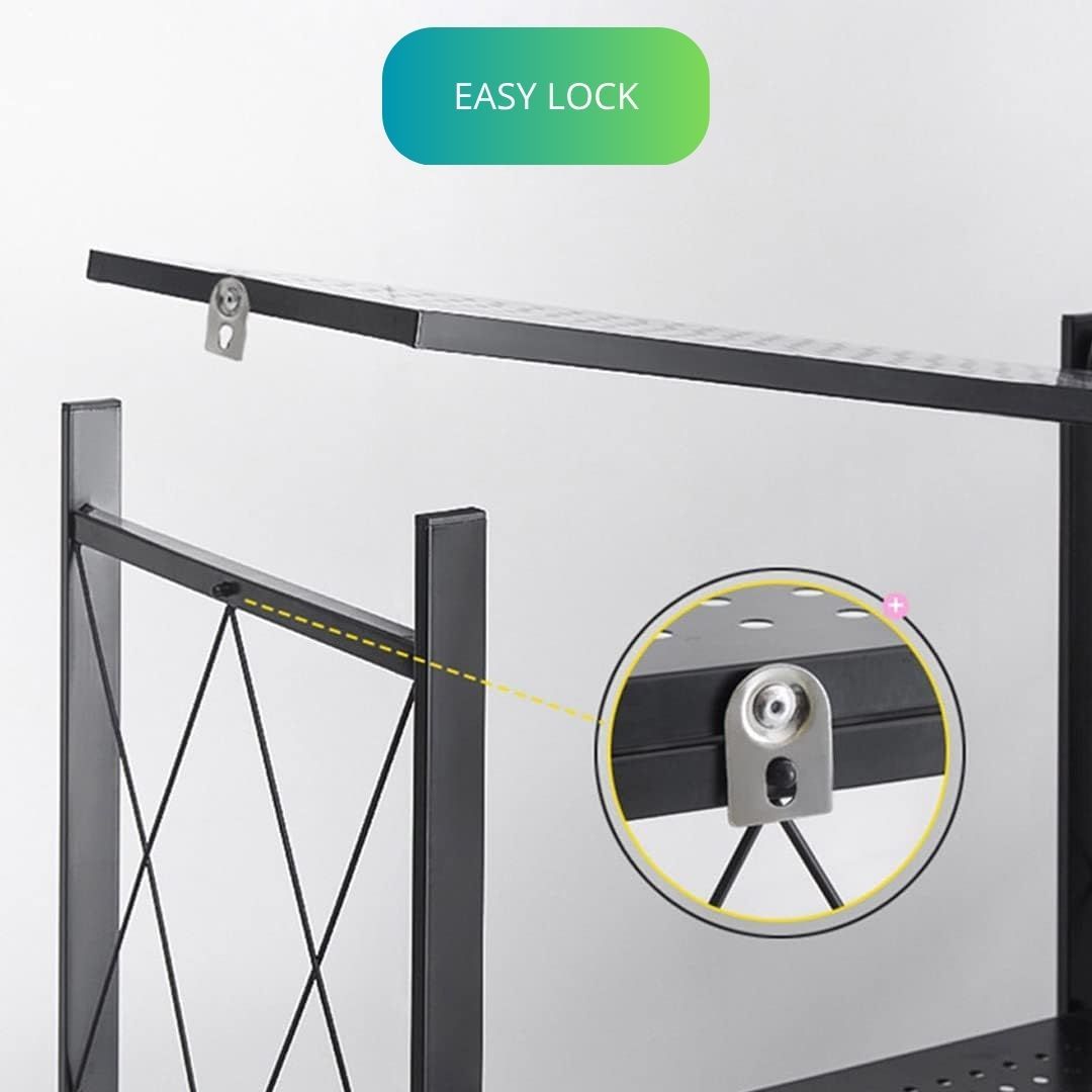 5-Tier Foldable Storage Shelf with Wheels for Kitchen, Garage, Pantry or Basement (Black)