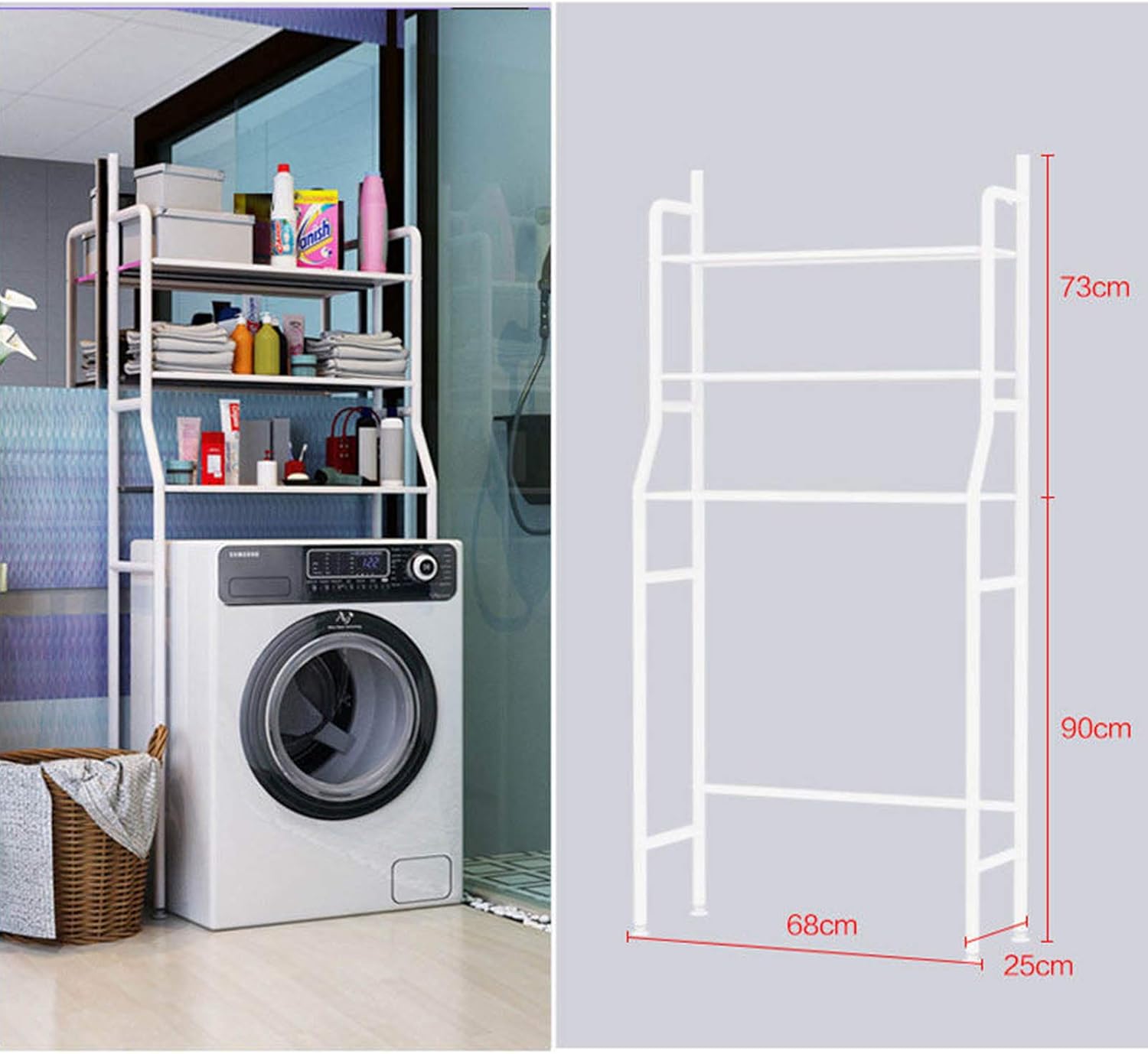 3-Tier Over Washing Machine Storage Rack for Laundry Room or Kitchen