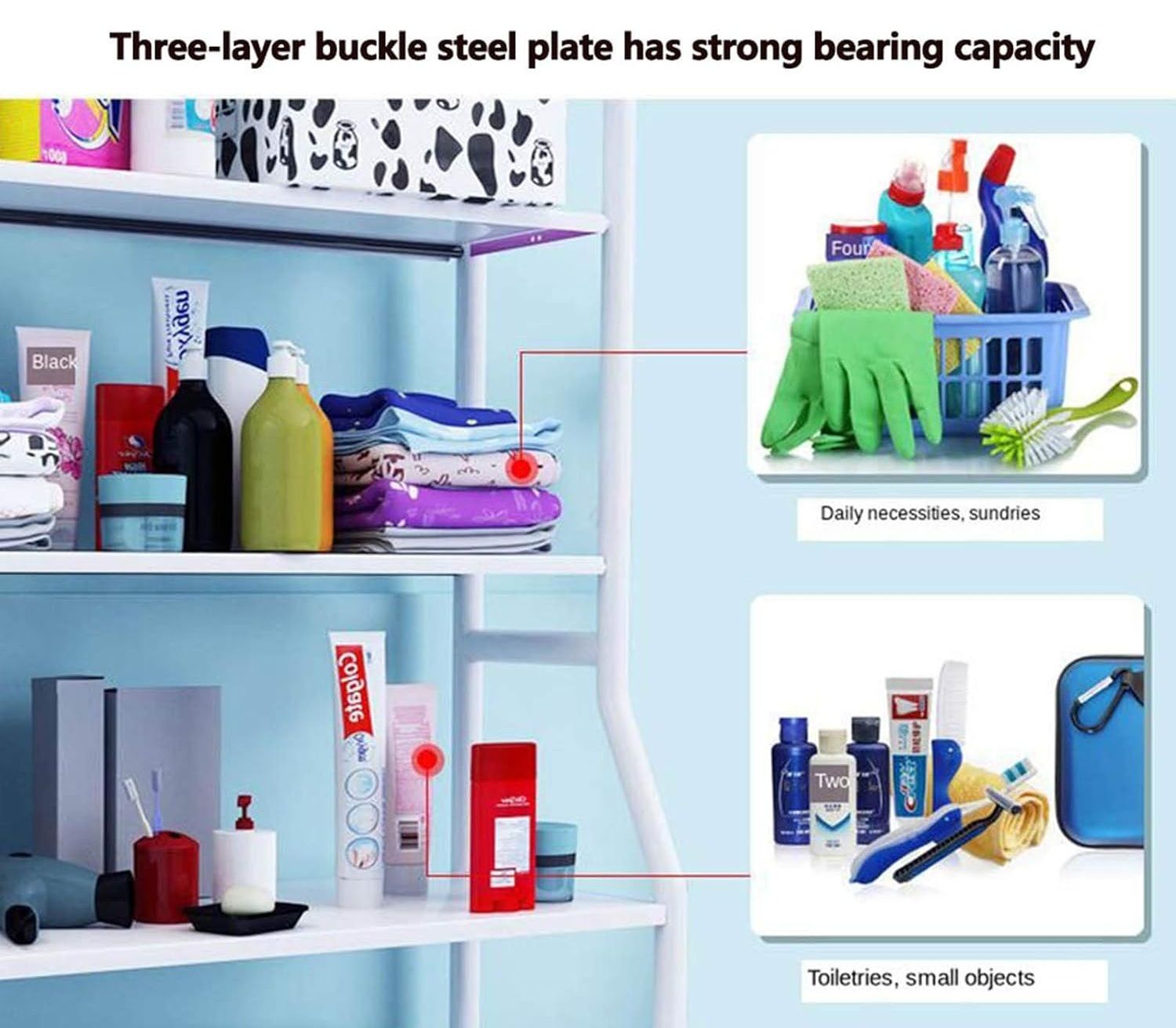 3-Tier Over Washing Machine Storage Rack for Laundry Room or Kitchen