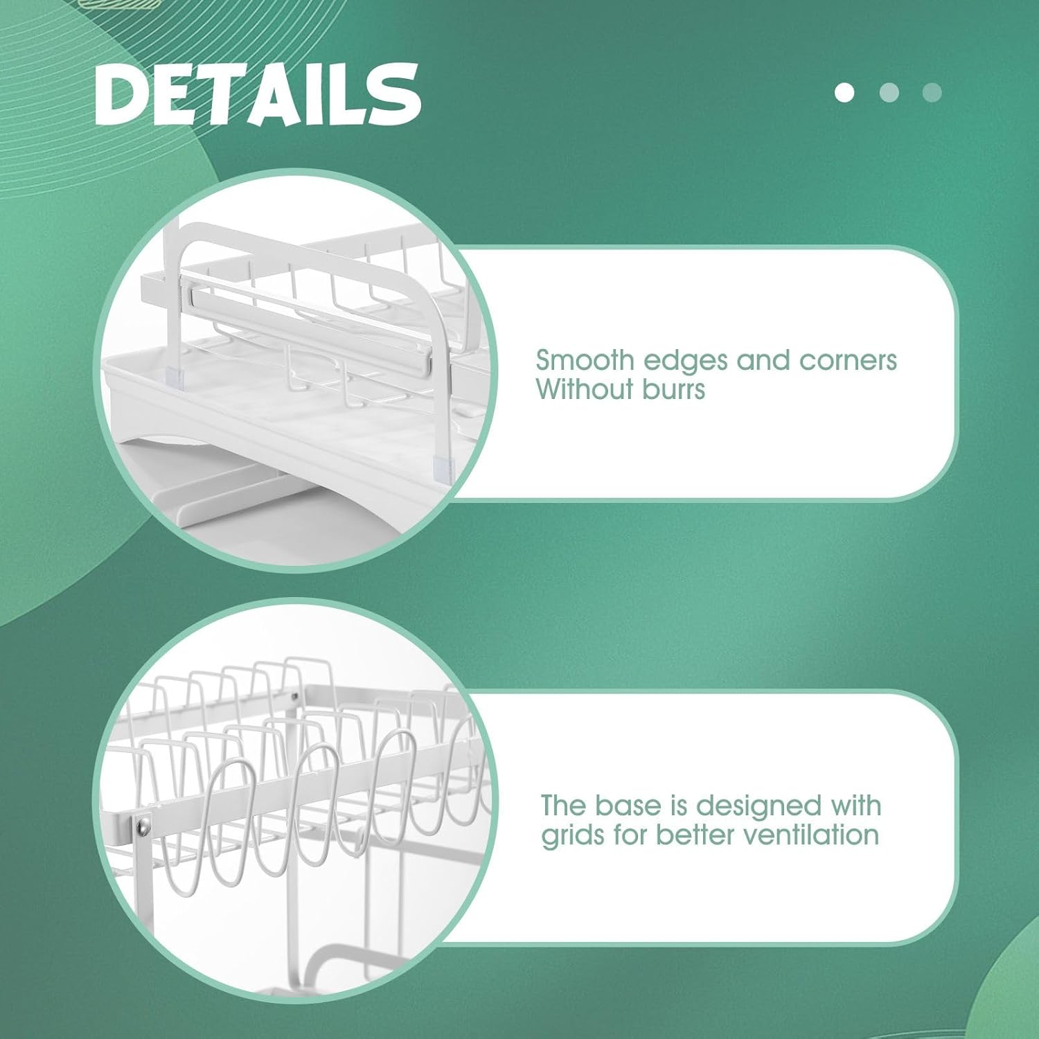 2-Tier Dish Drying Rack with Drainage Tray, Utensil Holder, Cup Hooks & Cutting Board Slot for Countertop Kitchen Storage (White)