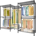 Heavy Duty Clothing Garment Rack Organizer with Hanging Rods & Storage Shelves for Clothes, Shoes & Wardrobe