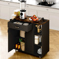 Kitchen Island Cart with Charging Station 83x38x82cm - Black