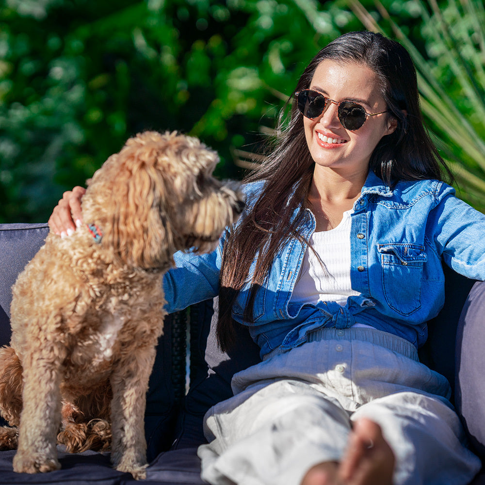 4 Seater Modular Outdoor Lounge Setting with Coffee Table, Ottoman, Grey