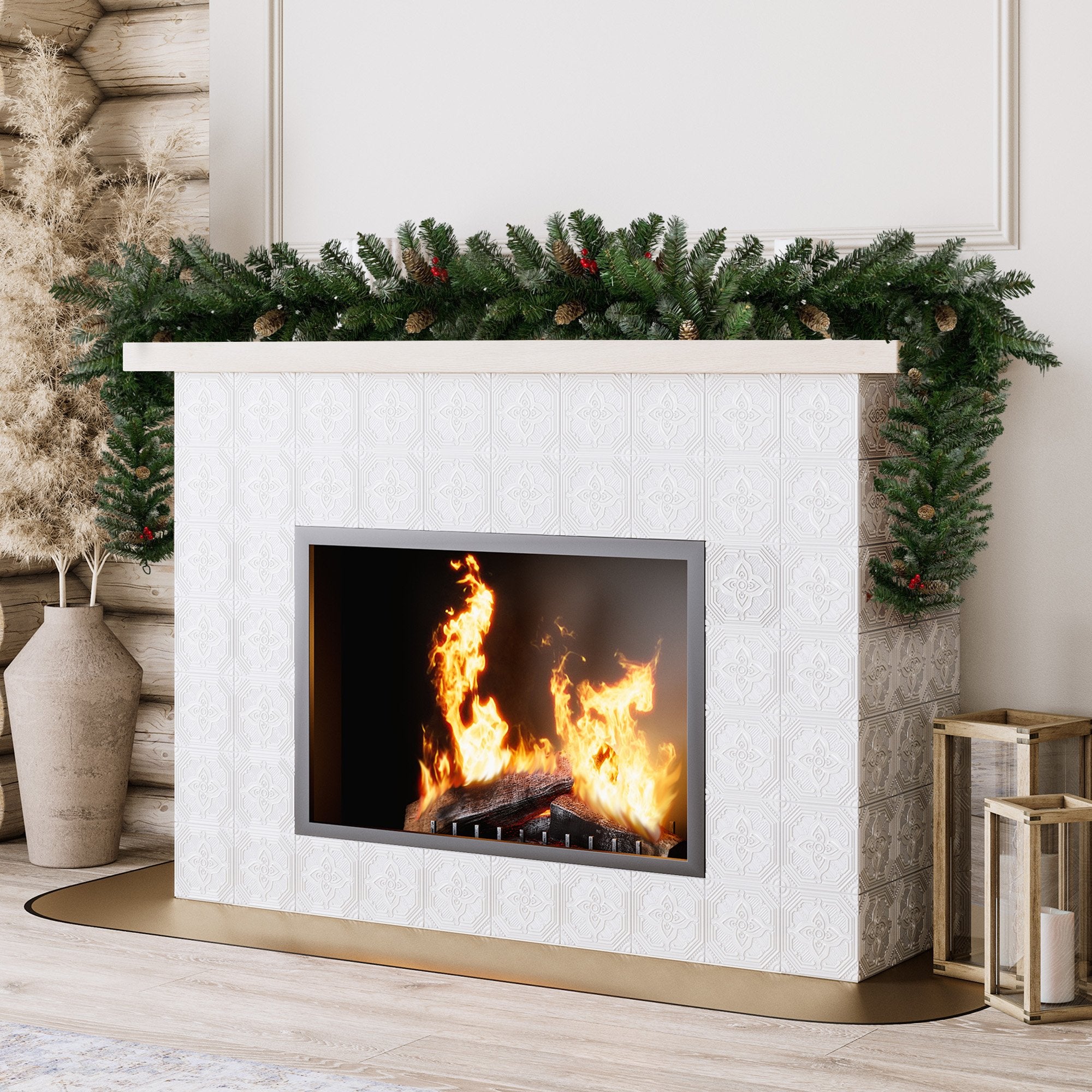 274cm Christmas Garland with Pine Cones & Berries