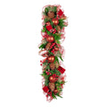 100cm Christmas Garland Lush Green Holiday Garland w/ Red Berries, Baubles & Pine Cones Pre-Decorated Festive Shelf or Banister Decoration