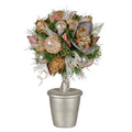 36cm Christmas Tabletop Topiary Tree Jewelled Baubles, Berries, Flowers and Pine Cones Festive Decoration
