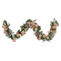 185cm Christmas Garland Lush Green Holiday Door Garland w/Jewelled Baubles, Flowers, Ribbon & Berries