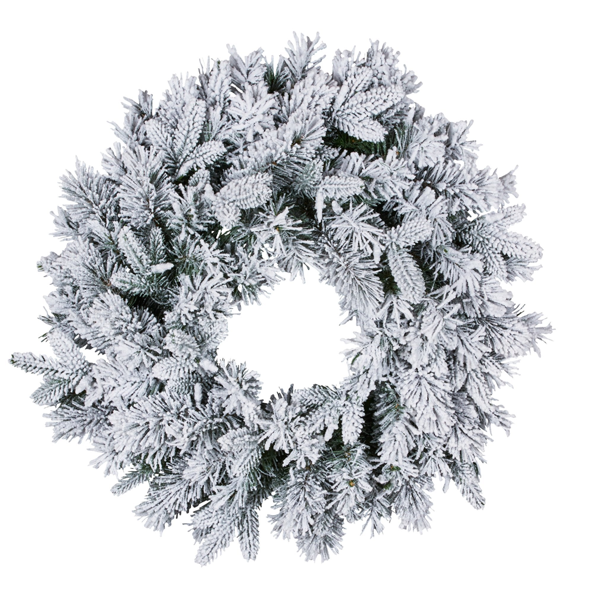 61cm Snowy Atica Pre-Lit Warm White LED Snowy Finish Christmas Wreath