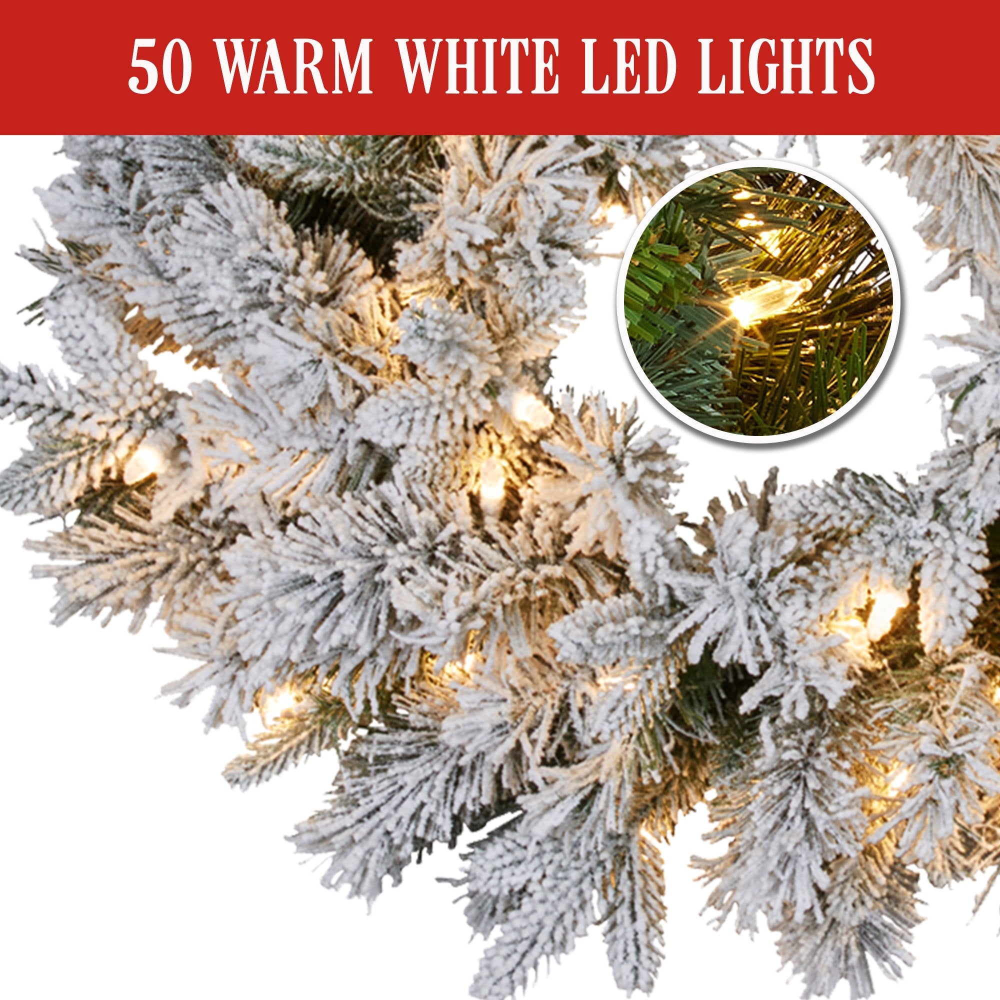 61cm Snowy Atica Pre-Lit Warm White LED Snowy Finish Christmas Wreath