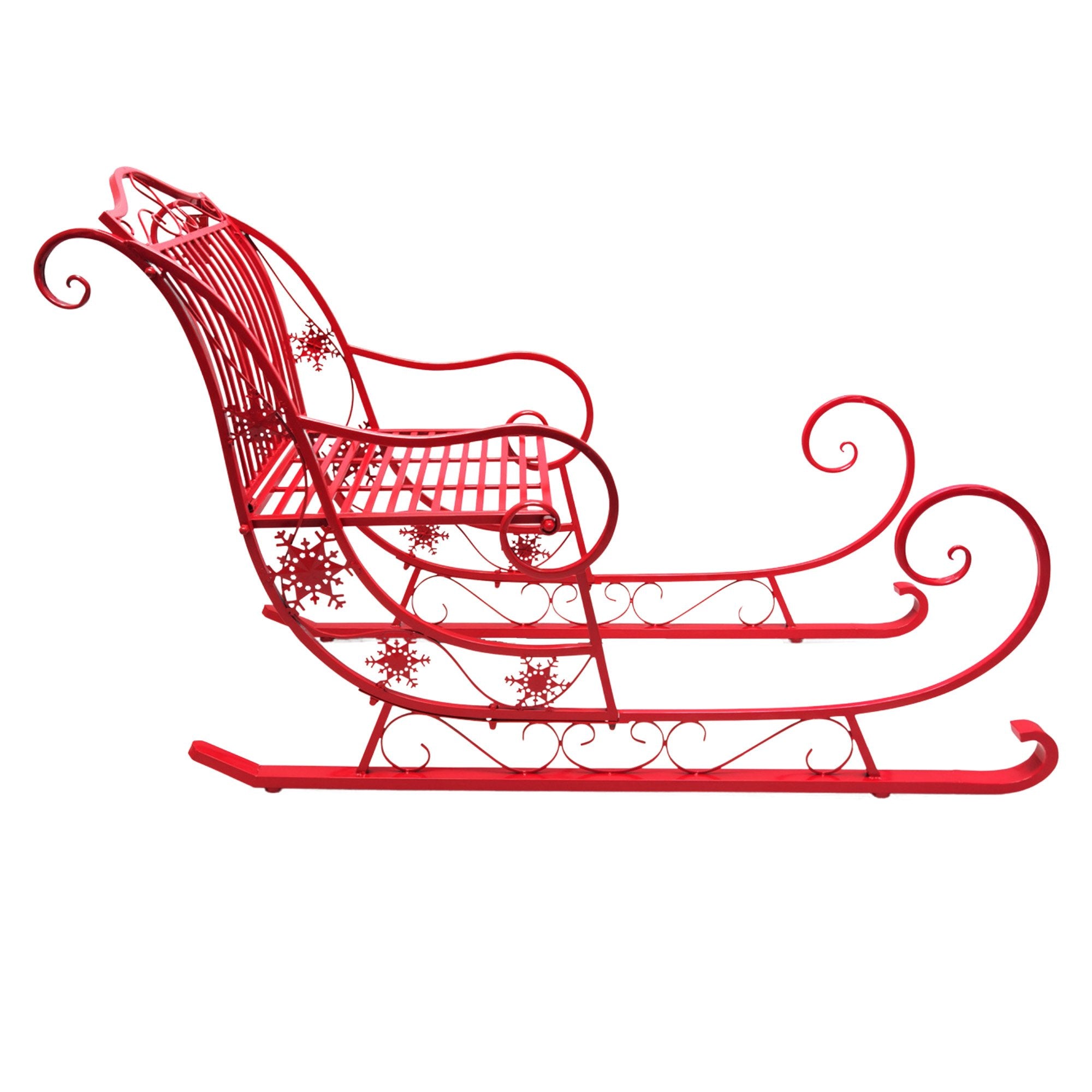 Christmas Sleigh With Red Finish - Metal 150cm