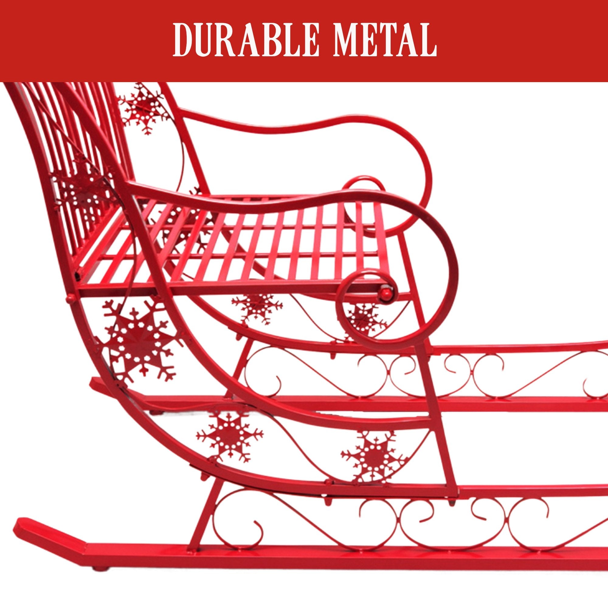 Christmas Sleigh With Red Finish - Metal 150cm