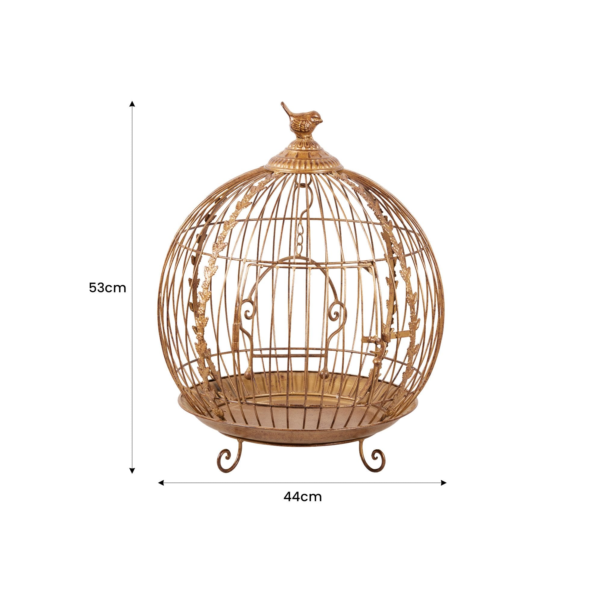 Antique Gold Metal Art Iron Wrought Material Bird Cage Display Christmas Decor