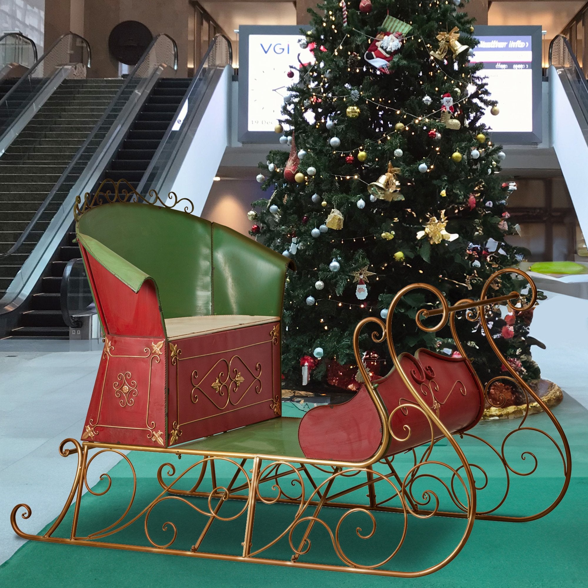 Jumbo Life Size 210cm Rustic Christmas Sleigh Display Steel Art Christmas Decoration