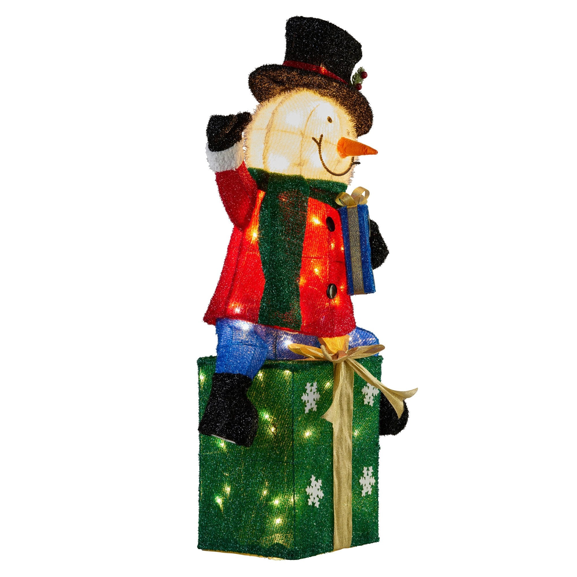 85cm Christmas Snowman On Presents Display with Lights