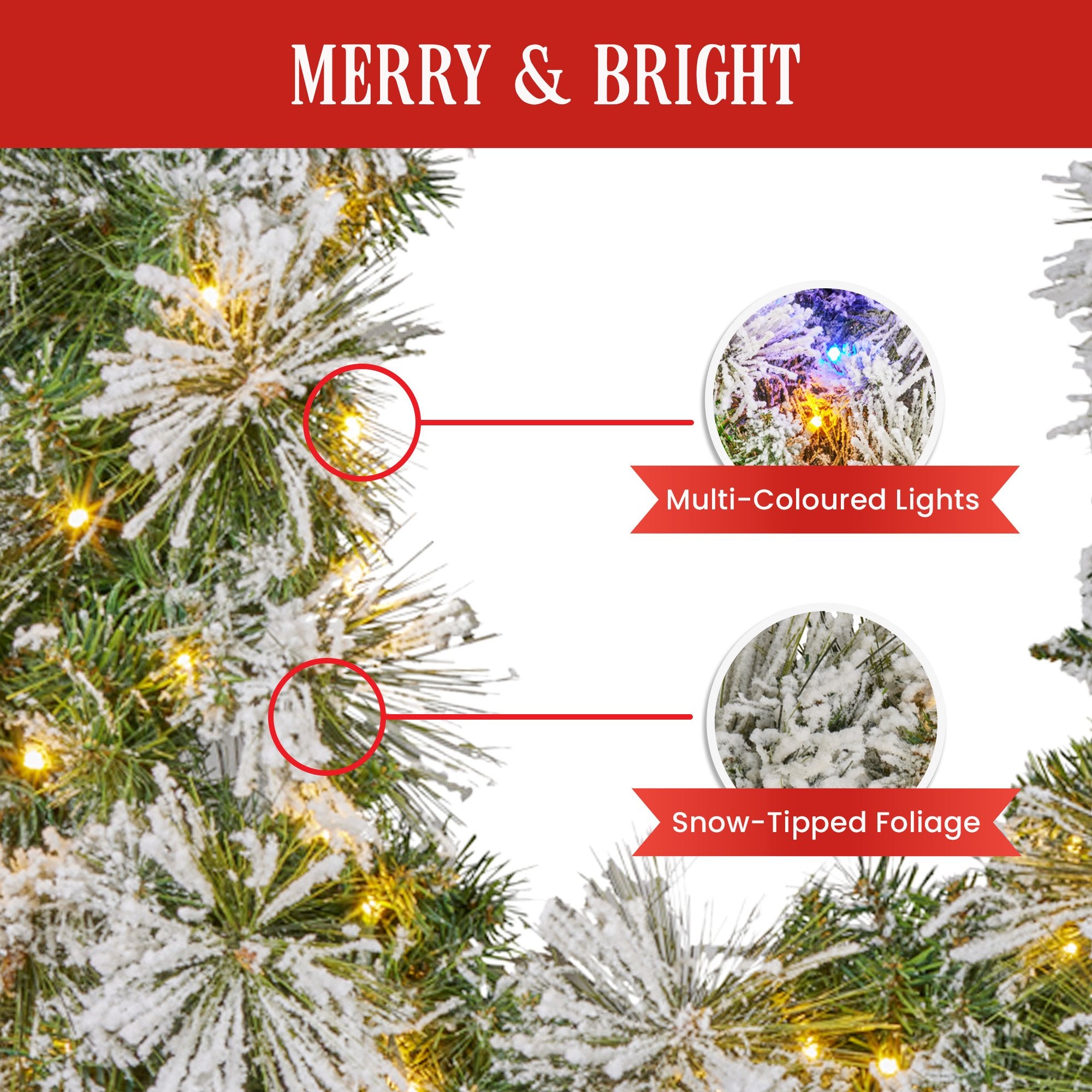 274cm Majestic Snow Prelit Christmas Garland