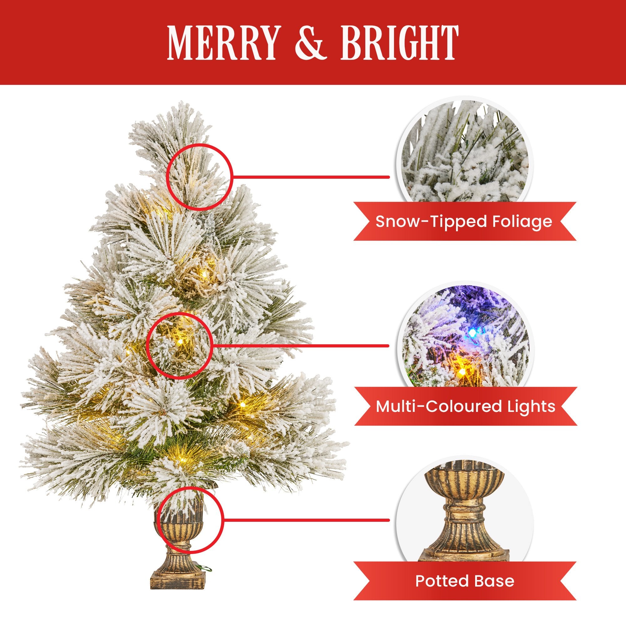 61cm Majestic Snow Tabletop Prelit Christmas Tree