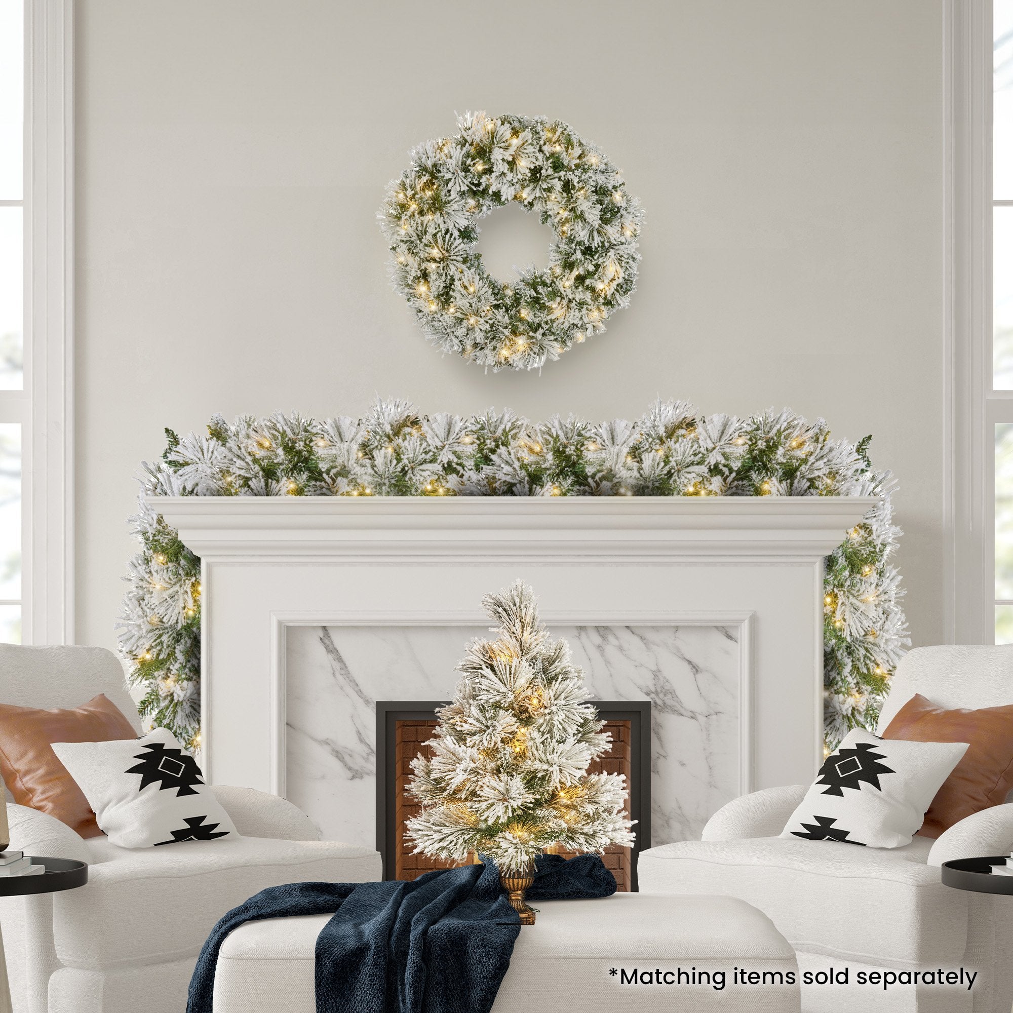 61cm Majestic Snow Tabletop Prelit Christmas Tree