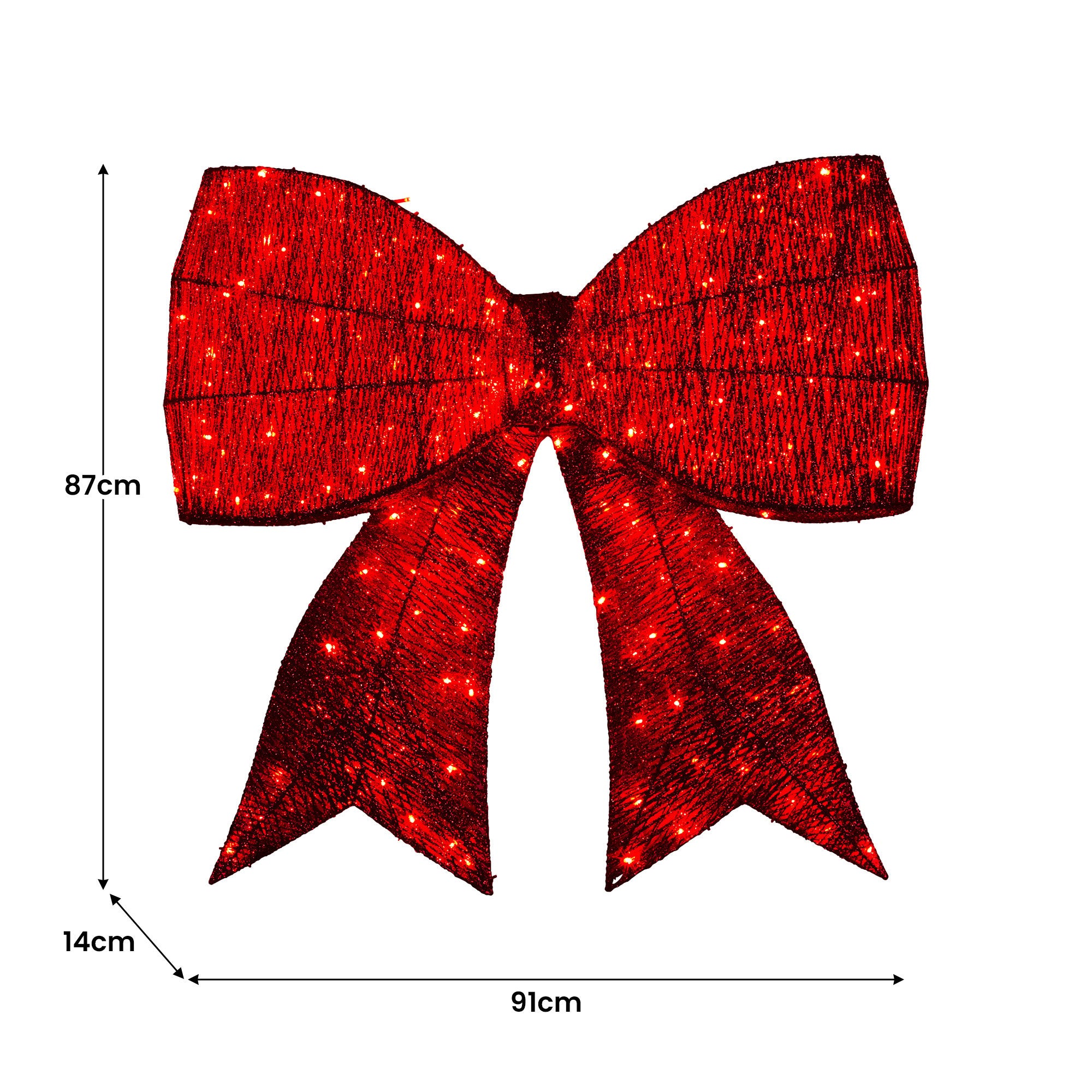 91cm Christmas Display Bow With Led And Twinkle Lights Festive Decoration