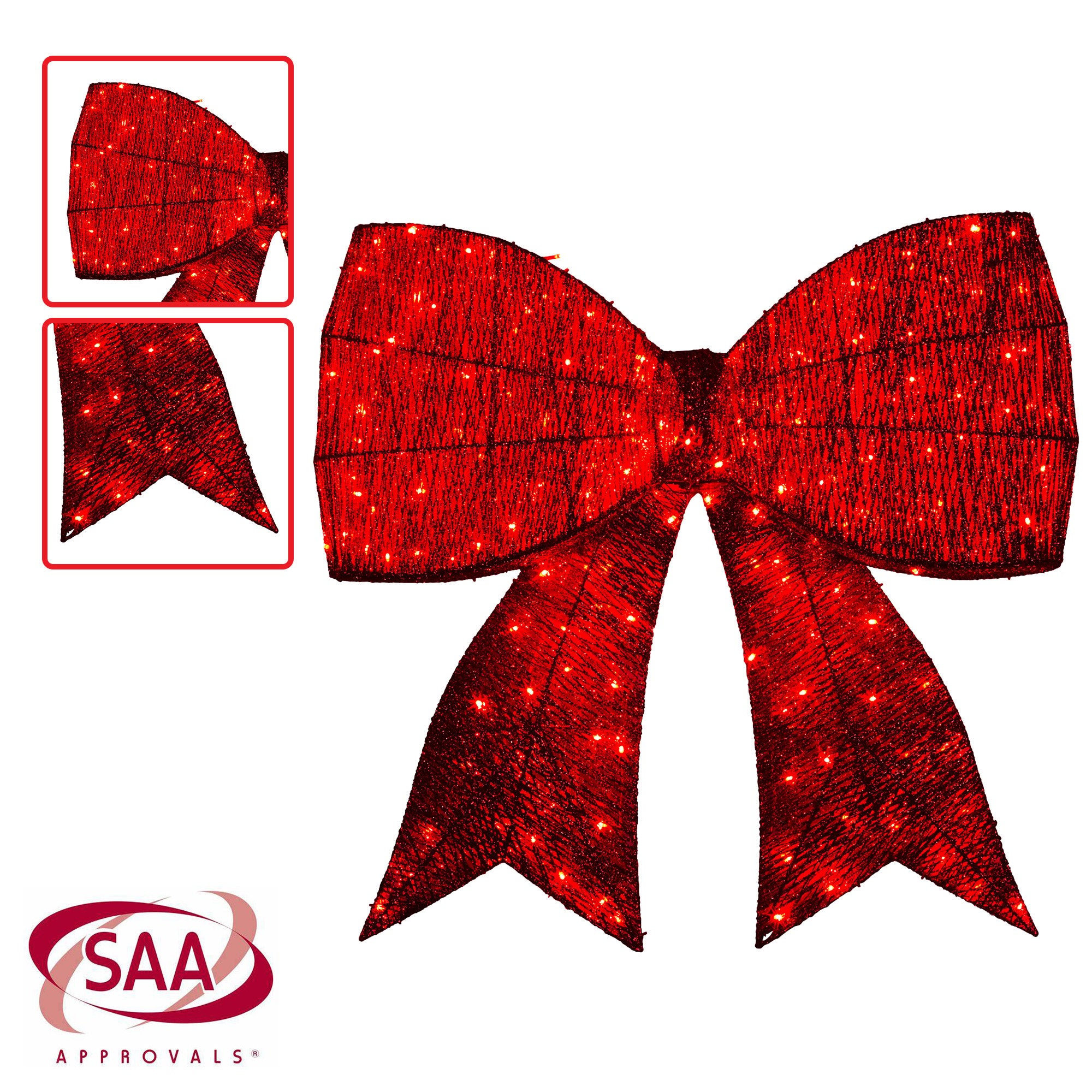 91cm Christmas Display Bow With Led And Twinkle Lights Festive Decoration