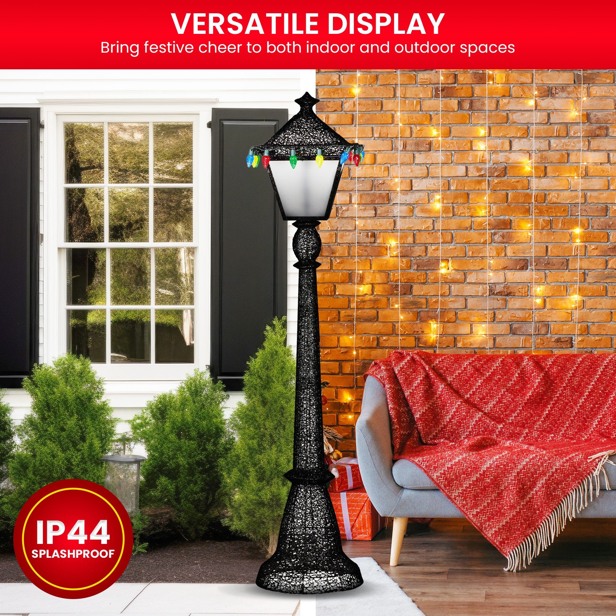 Christmas Lamp Post Display 183cm With Lights