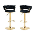 Set of 2 Fairlie Velvet Bar Stools ‚Äì Black & Gold