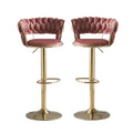 Set of 2 Fairlie Velvet Bar Stools ‚Äì Red & Gold