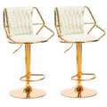 Set of 2 Winton Velvet Bar Stools - Beige with Gold Base