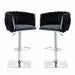 Set of 2 Modern Velvet Swivel Adjustable Breakfast Bar Stools with Backrest - Silver-Black