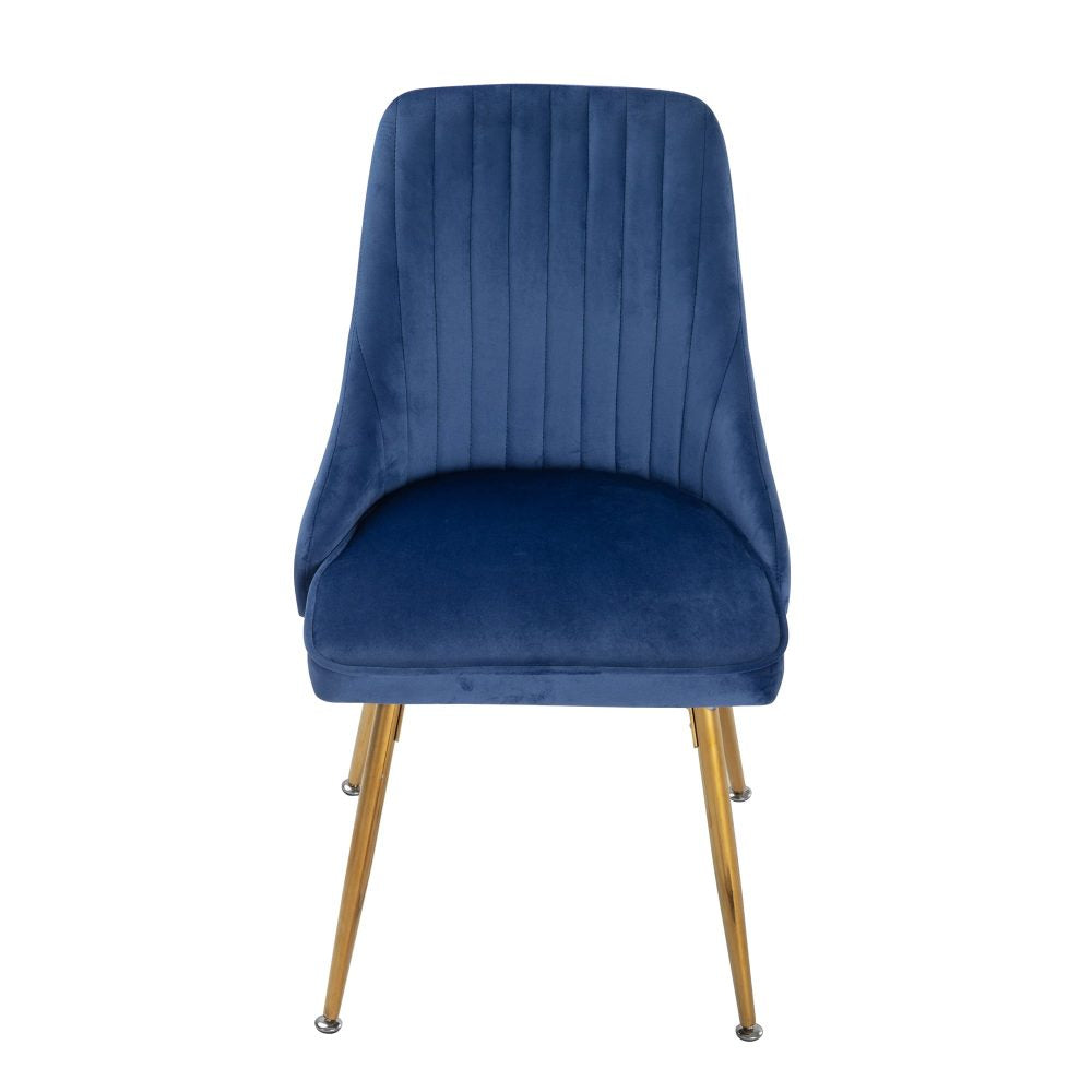 Set of 2 Blue Velvet Dining Chairs