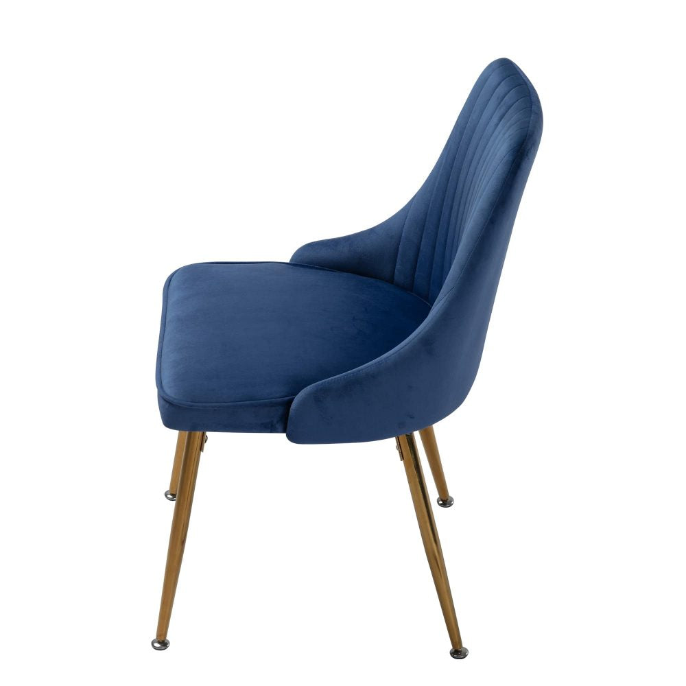 Set of 2 Blue Velvet Dining Chairs