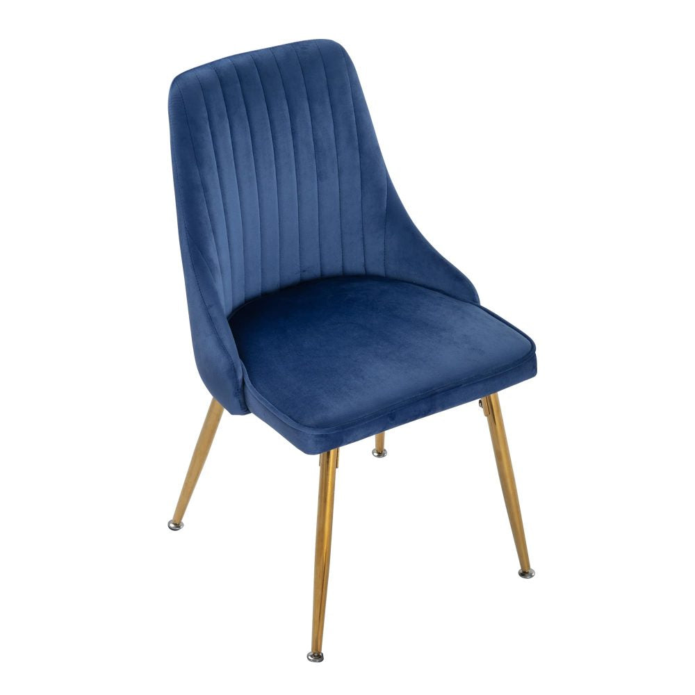 Set of 2 Blue Velvet Dining Chairs