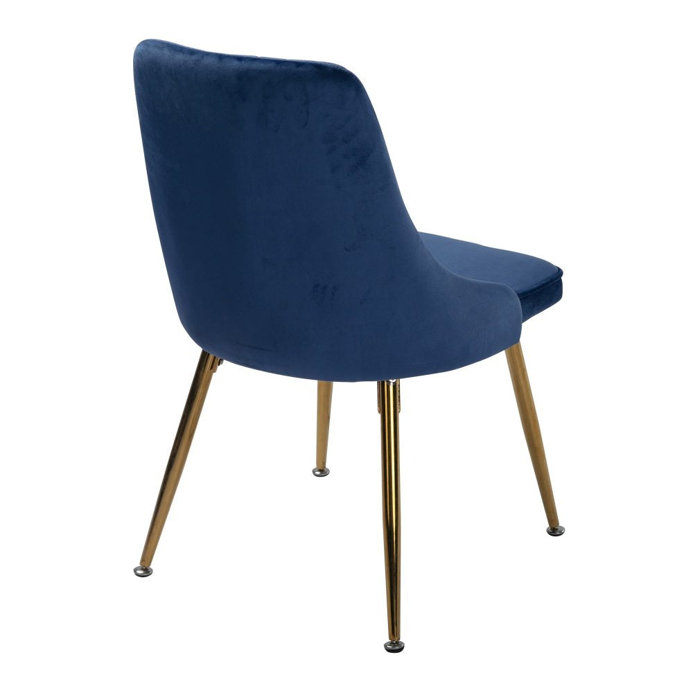 Set of 2 Blue Velvet Dining Chairs