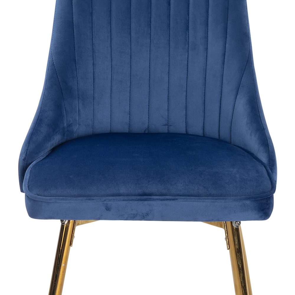 Set of 2 Blue Velvet Dining Chairs