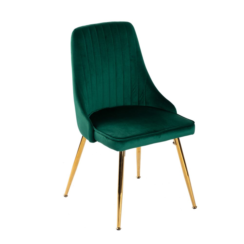 Set of 2 Green Velvet Dining Chairs