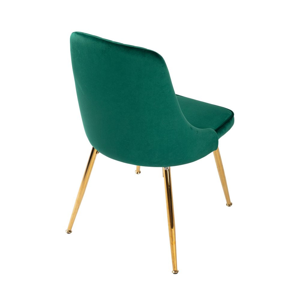 Set of 2 Green Velvet Dining Chairs