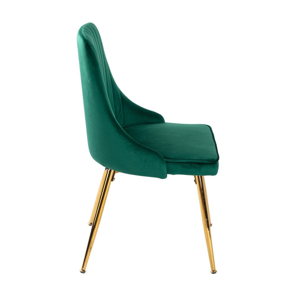 Set of 2 Green Velvet Dining Chairs