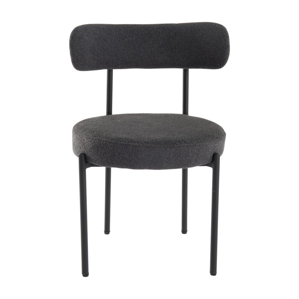 Set of 2 Mila Boucle Dining Chairs - Charcoal