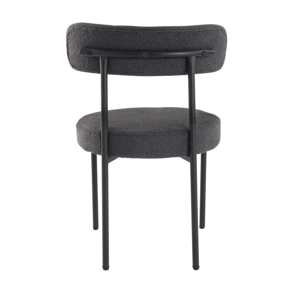 Set of 2 Mila Boucle Dining Chairs - Charcoal