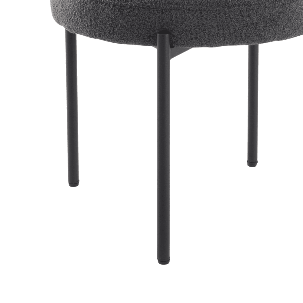 Set of 2 Mila Boucle Dining Chairs - Charcoal