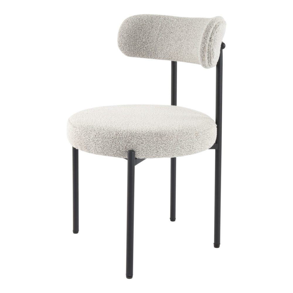 Set of 2 Mila Boucle Dining Chairs - Arctic White