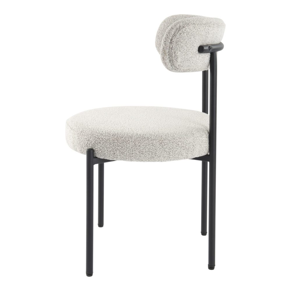 Set of 2 Mila Boucle Dining Chairs - Arctic White