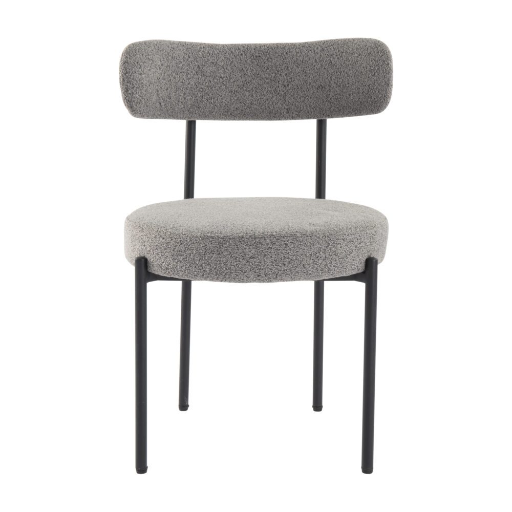 Set of 2 Mila Boucle Dining Chairs - Slate Grey