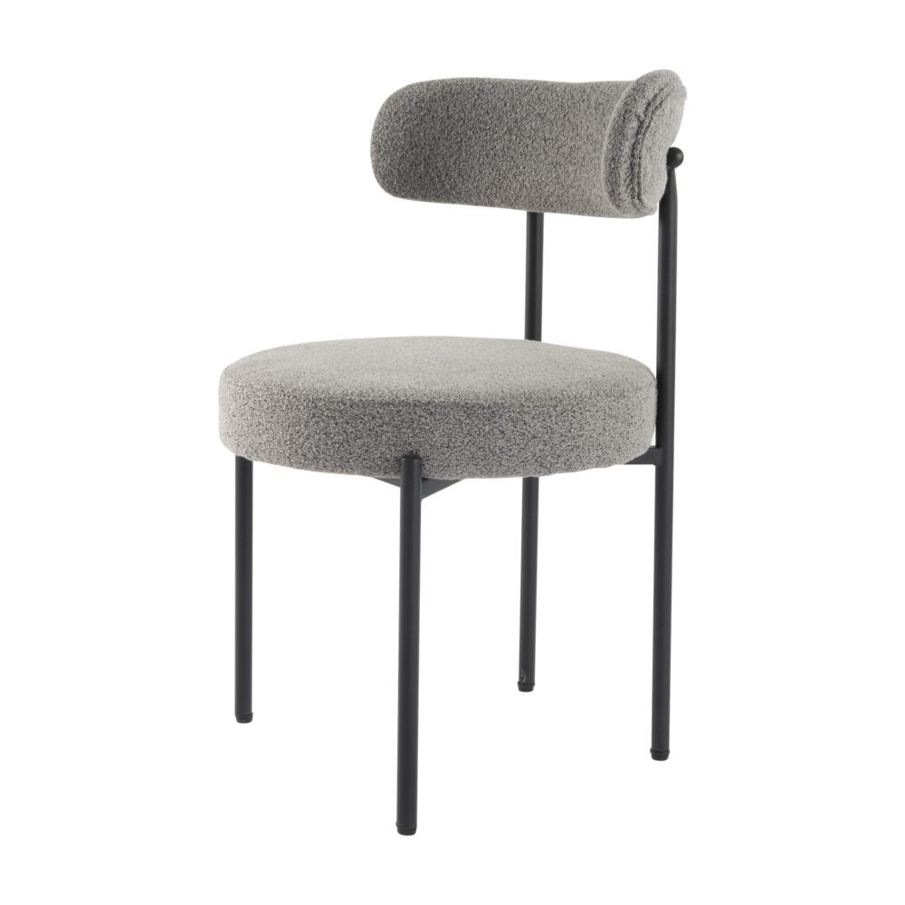 Set of 2 Mila Boucle Dining Chairs - Slate Grey