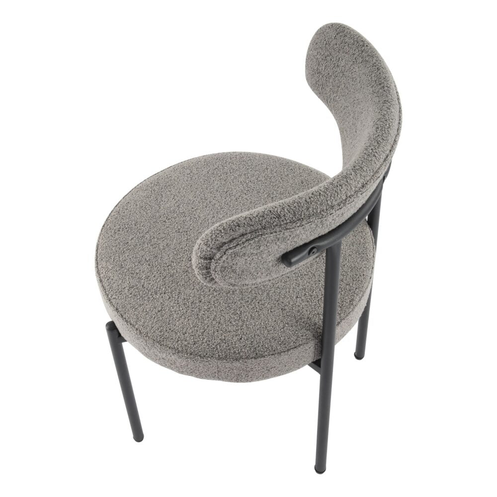 Set of 2 Mila Boucle Dining Chairs - Slate Grey