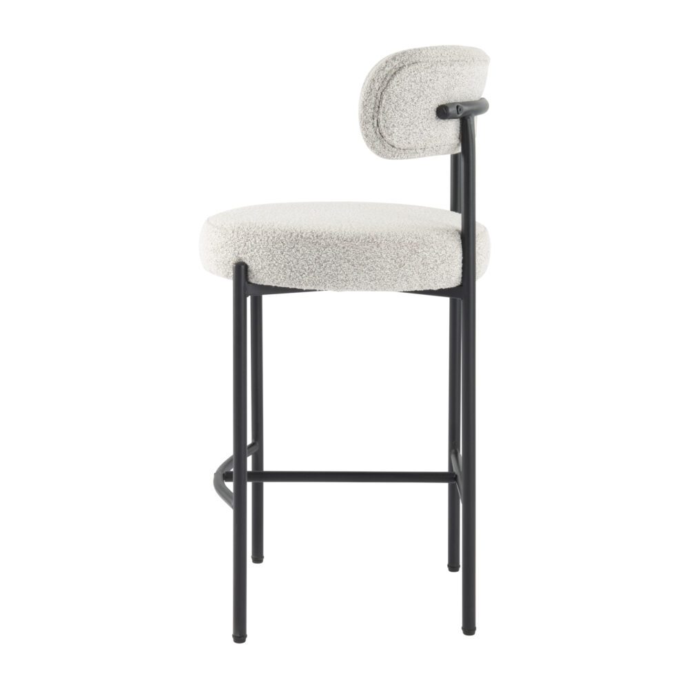 Set of 2 Lennox Contemporary Bouclé Bar Stools - White Quartz