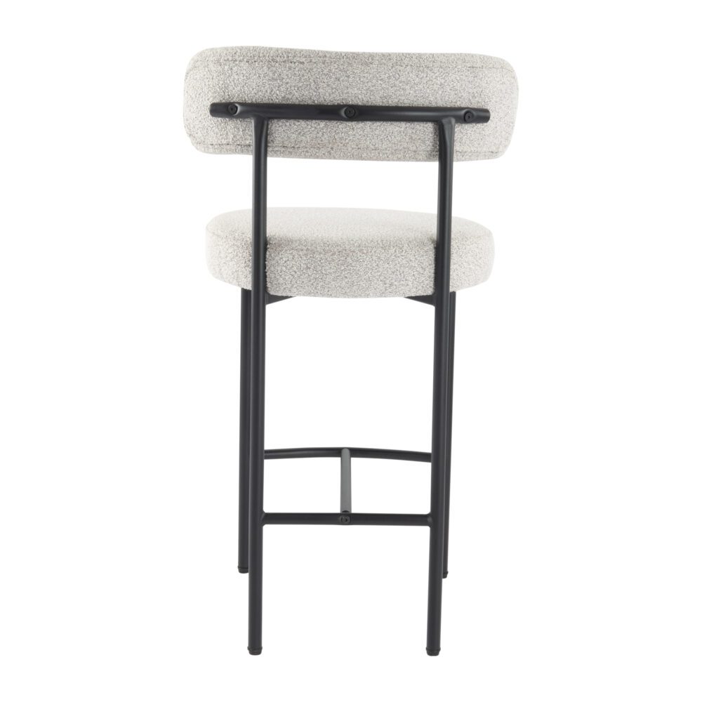 Set of 2 Lennox Contemporary Bouclé Bar Stools - White Quartz