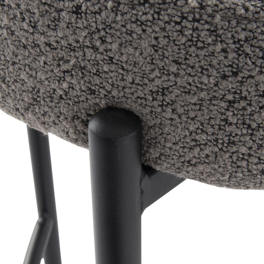 Set of 2 Lennox Contemporary Bouclé Bar Stools - Grey
