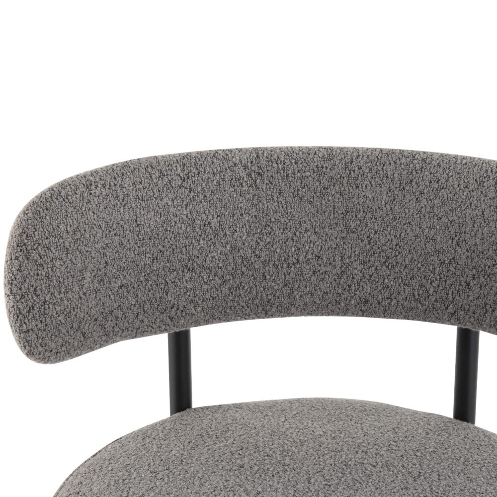 Set of 2 Lennox Contemporary Bouclé Bar Stools - Grey
