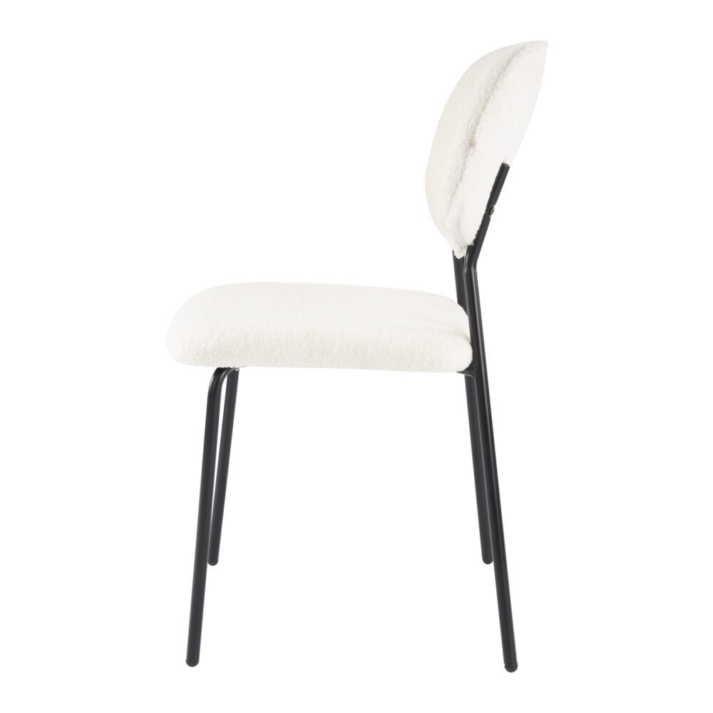 Set of 2 Bianca Boucle Fabric Dining Chairs - White